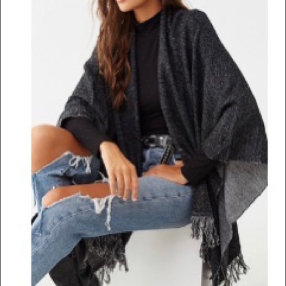 Fringe Trimmed Shawl Cardigan